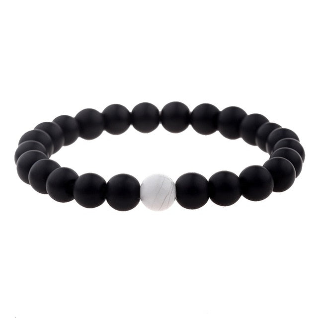 Distance Bracelet Natural Wood Stone White And Black Yin Yang Beaded Bracelets